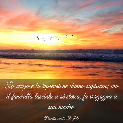 Picture 03 - Proverbi 29:15 RIV - La verga e la riprensione dànno sapienza; ma il - Bible Verse Picture
