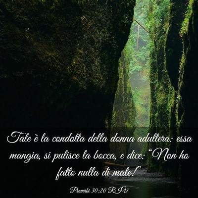 Picture 03 - Proverbi 30:20 RIV - Tale è la condotta della donna adultera: essa - Bible Verse Picture