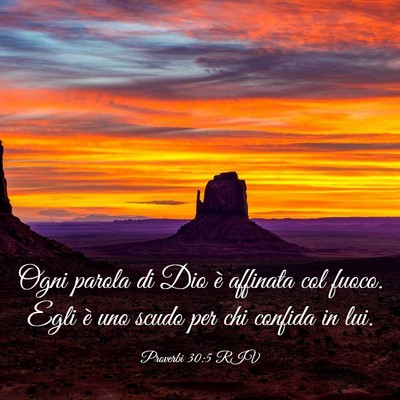 Picture 03 - Proverbi 30:5 RIV - Ogni parola di Dio è affinata col fuoco. Egli è - Bible Verse Picture