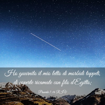 Picture 03 - Proverbi 7:16 RIV - Ho guarnito il mio letto di morbidi tappeti, di - Bible Verse Picture