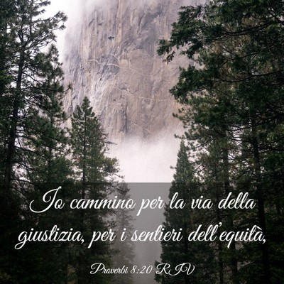 Picture 03 - Proverbi 8:20 RIV - Io cammino per la via della giustizia, per i - Bible Verse Picture