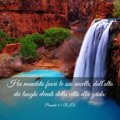 Picture 03 - Proverbi 9:3 RIV - Ha mandato fuori le sue ancelle, dall’alto dei - Bible Verse Picture