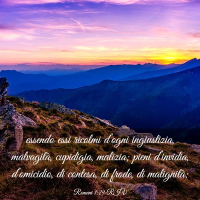 Picture 03 - Romani 1:29 RIV - essendo essi ricolmi d’ogni ingiustizia, - Bible Verse Picture