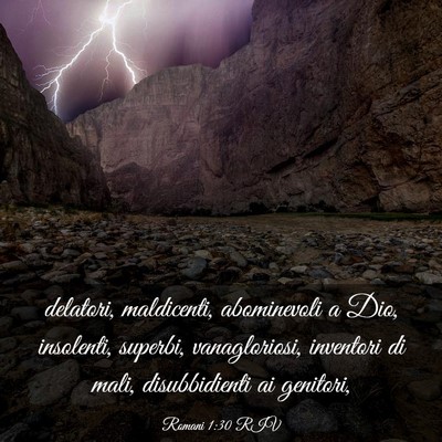Picture 03 - Romani 1:30 RIV - delatori, maldicenti, abominevoli a Dio, - Bible Verse Picture