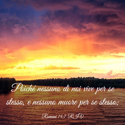 Picture 03 - Romani 14:7 RIV - Poiché nessuno di noi vive per se stesso, e - Bible Verse Picture
