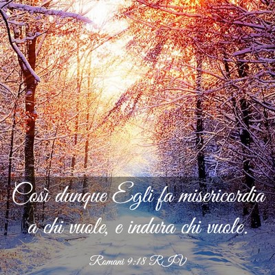 Picture 03 - Romani 9:18 RIV - Così dunque Egli fa misericordia a chi vuole, e - Bible Verse Picture