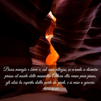 Picture 03 - Rut 3:7 RIV - Boaz mangiò e bevve e, col cuor allegro, se - Bible Verse Picture