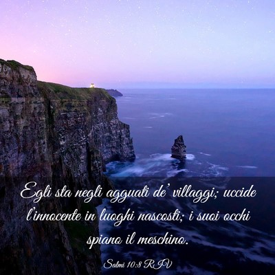 Picture 03 - Salmi 10:8 RIV - Egli sta negli agguati de’ villaggi; uccide - Bible Verse Picture