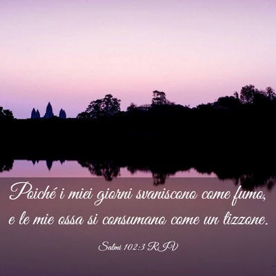 Picture 03 - Salmi 102:3 RIV - Poiché i miei giorni svaniscono come fumo, e le - Bible Verse Picture