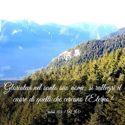 Picture 03 - Salmi 105:3 RIV - Gloriatevi nel santo suo nome; si rallegri il - Bible Verse Picture