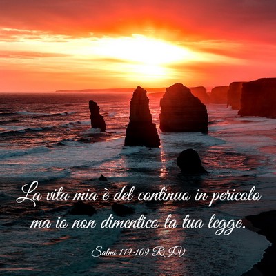 Picture 03 - Salmi 119:109 RIV - La vita mia è del continuo in pericolo ma io non - Bible Verse Picture
