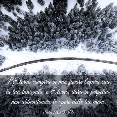 Picture 03 - Salmi 138:8 RIV - L’Eterno compirà in mio favore l’opera sua; - Bible Verse Picture