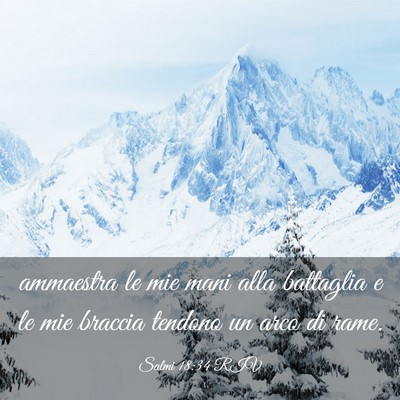 Picture 03 - Salmi 18:34 RIV - ammaestra le mie mani alla battaglia e le mie - Bible Verse Picture