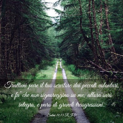 Picture 03 - Salmi 19:13 RIV - Trattieni pure il tuo servitore dai peccati - Bible Verse Picture