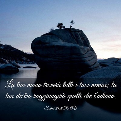 Picture 03 - Salmi 21:8 RIV - La tua mano troverà tutti i tuoi nemici; la tua - Bible Verse Picture