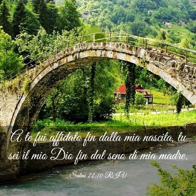 Picture 03 - Salmi 22:10 RIV - A te fui affidato fin dalla mia nascita, tu sei - Bible Verse Picture