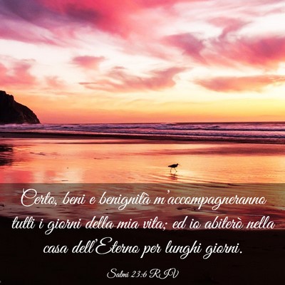 Picture 03 - Salmi 23:6 RIV - Certo, beni e benignità m’accompagneranno - Bible Verse Picture