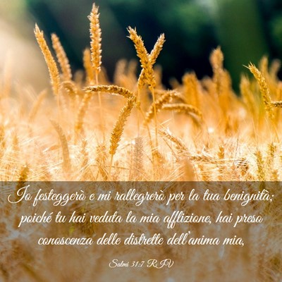 Picture 03 - Salmi 31:7 RIV - Io festeggerò e mi rallegrerò per la tua - Bible Verse Picture