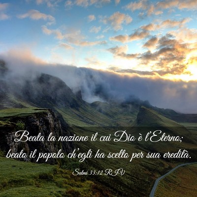 Picture 03 - Salmi 33:12 RIV - Beata la nazione il cui Dio è l’Eterno; beato - Bible Verse Picture
