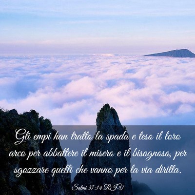 Picture 03 - Salmi 37:14 RIV - Gli empi han tratto la spada e teso il loro arco - Bible Verse Picture