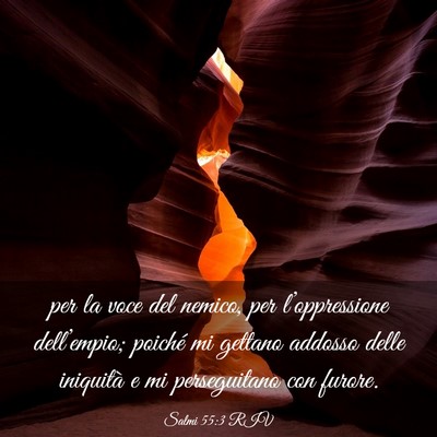 Picture 03 - Salmi 55:3 RIV - per la voce del nemico, per l’oppressione - Bible Verse Picture