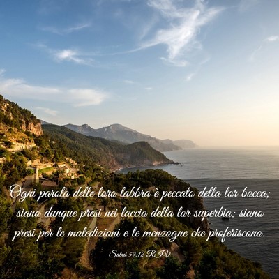 Picture 03 - Salmi 59:12 RIV - Ogni parola delle loro labbra è peccato della - Bible Verse Picture