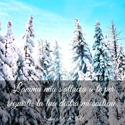 Picture 03 - Salmi 63:8 RIV - L’anima mia s’attacca a te per seguirti; la - Bible Verse Picture
