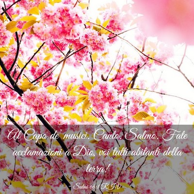 Picture 03 - Salmi 66:1 RIV - Al Capo de’ musici. Canto. Salmo. Fate - Bible Verse Picture