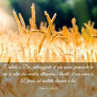 Picture 03 - Salmi 68:4 RIV - Cantate a Dio, salmeggiate al suo nome, preparate - Bible Verse Picture