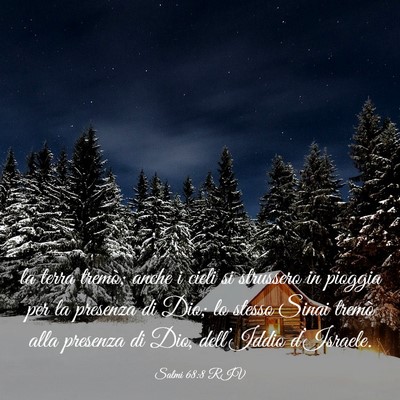 Picture 03 - Salmi 68:8 RIV - la terra tremò; anche i cieli si strussero in - Bible Verse Picture