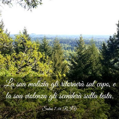 Picture 03 - Salmi 7:16 RIV - La sua malizia gli ritornerà sul capo, e la sua - Bible Verse Picture