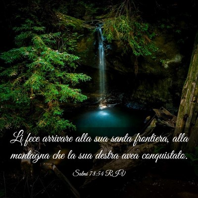 Picture 03 - Salmi 78:54 RIV - Li fece arrivare alla sua santa frontiera, alla - Bible Verse Picture
