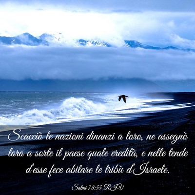 Picture 03 - Salmi 78:55 RIV - Scacciò le nazioni dinanzi a loro, ne assegnò - Bible Verse Picture