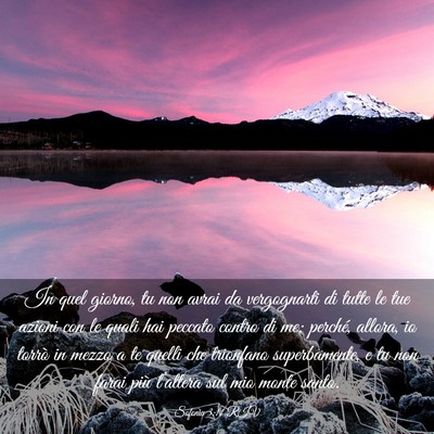 Picture 03 - Sofonia 3:11 RIV - In quel giorno, tu non avrai da vergognarti di - Bible Verse Picture