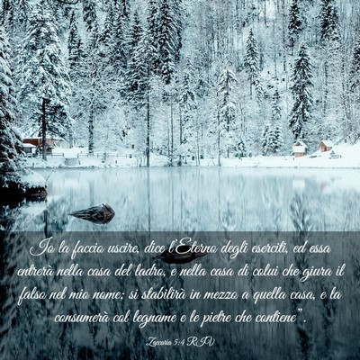 Picture 03 - Zaccaria 5:4 RIV - Io la faccio uscire, dice l’Eterno degli - Bible Verse Picture