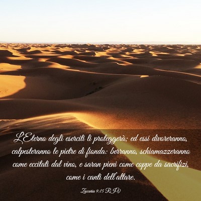 Picture 03 - Zaccaria 9:15 RIV - L’Eterno degli eserciti li proteggerà; ed essi - Bible Verse Picture