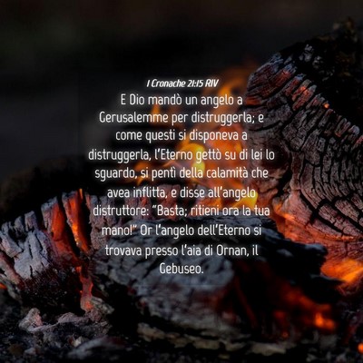 Picture 04 - 1 Cronache 21:15 RIV - E Dio mandò un angelo a Gerusalemme per - Bible Verse Picture