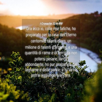 Picture 04 - 1 Cronache 22:14 RIV - Ora ecco io, colle mie fatiche, ho preparato per - Bible Verse Picture