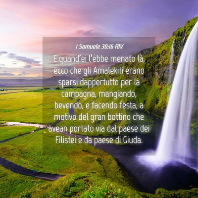 Picture 04 - 1 Samuele 30:16 RIV - E quand’ei l’ebbe menato là, ecco che gli - Bible Verse Picture