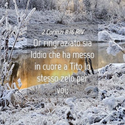 Picture 04 - 2 Corinzi 8:16 RIV - Or ringraziato sia Iddio che ha messo in cuore a - Bible Verse Picture