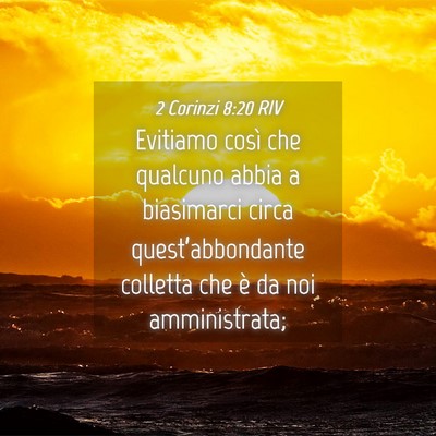 Picture 04 - 2 Corinzi 8:20 RIV - Evitiamo così che qualcuno abbia a biasimarci - Bible Verse Picture