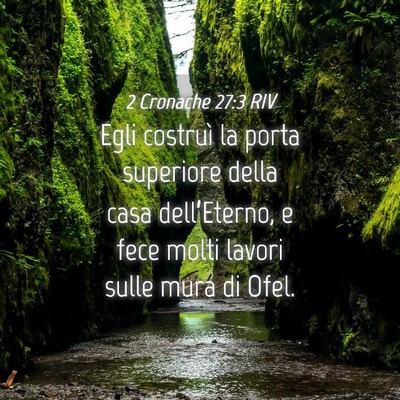 Picture 04 - 2 Cronache 27:3 RIV - Egli costruì la porta superiore della casa - Bible Verse Picture