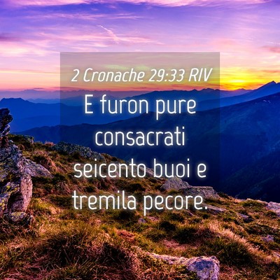 Picture 04 - 2 Cronache 29:33 RIV - E furon pure consacrati seicento buoi e tremila - Bible Verse Picture