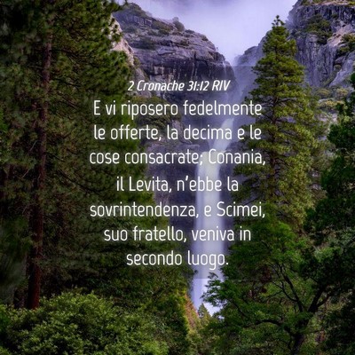 Picture 04 - 2 Cronache 31:12 RIV - E vi riposero fedelmente le offerte, la decima e - Bible Verse Picture