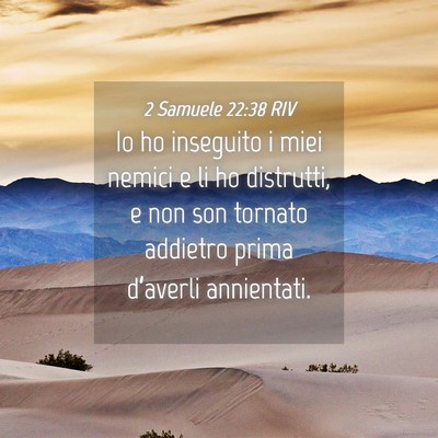 Picture 04 - 2 Samuele 22:38 RIV - Io ho inseguito i miei nemici e li ho distrutti, - Bible Verse Picture
