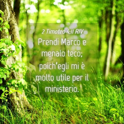 Picture 04 - 2 Timoteo 4:11 RIV - Prendi Marco e menalo teco; poich’egli mi è - Bible Verse Picture