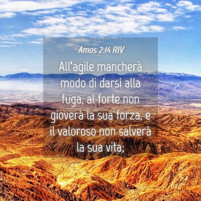 Picture 04 - Amos 2:14 RIV - All’agile mancherà modo di darsi alla fuga, al - Bible Verse Picture