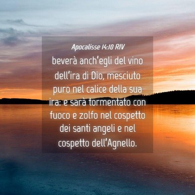Picture 04 - Apocalisse 14:10 RIV - beverà anch’egli del vino dell’ira di Dio, - Bible Verse Picture