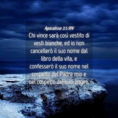 Picture 04 - Apocalisse 3:5 RIV - Chi vince sarà così vestito di vesti bianche, - Bible Verse Picture