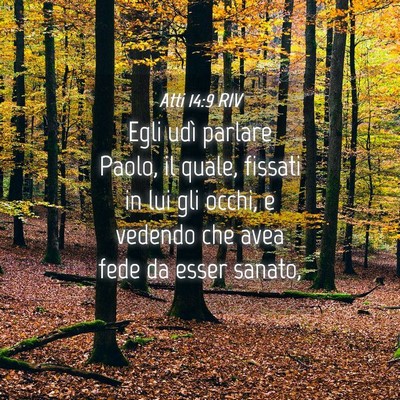 Picture 04 - Atti 14:9 RIV - Egli udì parlare Paolo, il quale, fissati in lui - Bible Verse Picture